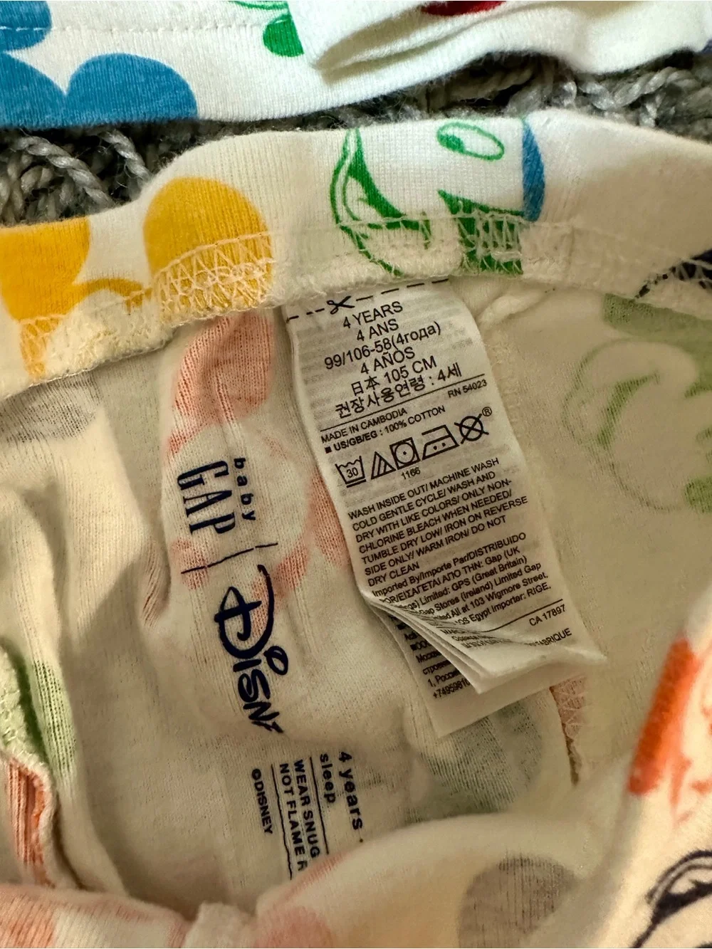 GAP Kids White Pajama Set with Multicolor Mickey Mouse Heads